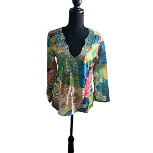 Raga Embellished Boho Tunic, Size Small, NWT